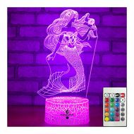 [아마존베스트]Easuntec Mermaid Toys Night Light with Remote & Smart Touch 7 Colors + 16 Colors Changing Dimmable Mermaid Gifts 1 2 3 4 5 6 7 8 Year Old Girl Gifts (Mermaid 16WT)