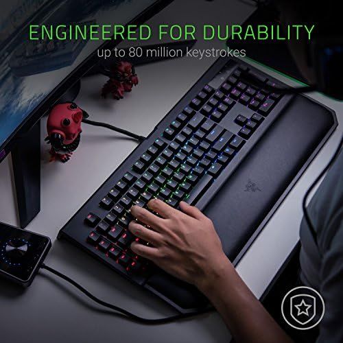 레이저 Razer BlackWidow Chroma V2: Esports Gaming Keyboard - Ergonomic Wrist Rest - 5 Dedicated Macro Keys - Razer Green Mechanical Switches (Tactile and Clicky)