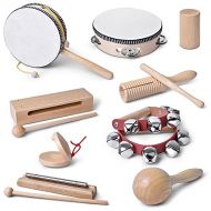 [아마존베스트]mixi Musical Instruments Toys for Toddlers, Wooden Percussion Instruments for Toddlers 1-3 with Storage Bag, Eco Friendly Drum Set for Kids and Toddlers