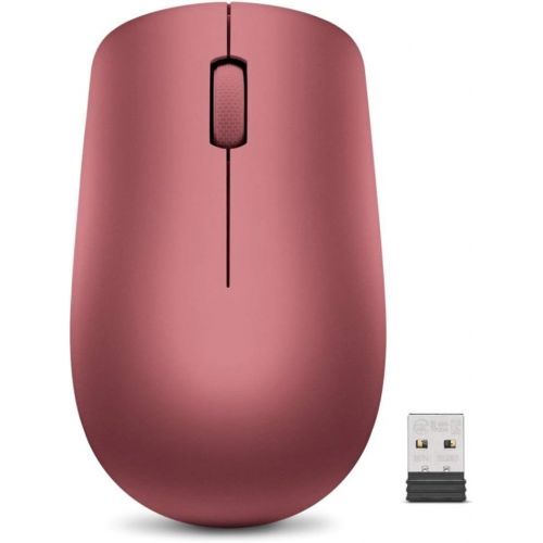 레노버 Lenovo 530 Wireless Mouse with Battery, 2.4GHz Nano USB, 1200 DPI Optical Sensor, Ergonomic for Left or Right Hand, Lightweight, GY50Z18990, Cherry Red