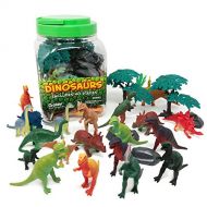 Boley 40Piece Big Bucket Toys-Tub of Educational Dinosaur Toy Playset with T-Rex, Velociraptor & More-Small, Multicolor