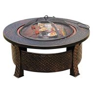LXYYY Fire Pits Outdoor Wood Burning 32 Outdoor Fire Pit Metal Square Firepit Patio Stove Wood Burning BBQ Grill Fire Pit Bowl with Spark Screen Cover with Cover BBQ Cooking for Outside