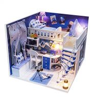 Fancyes Dollhouse Miniature with Realistic Furniture, DIY Wooden Dollhouse Kit Plus Dust Proof Cover and LED Light, 3D Puzzles Kit for Birthday Gift