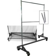 Only Hangers Extended Height Double Rail Z Rack Rolling Clothes Rack Garment Rack with Bottom Shelf Combo in Black