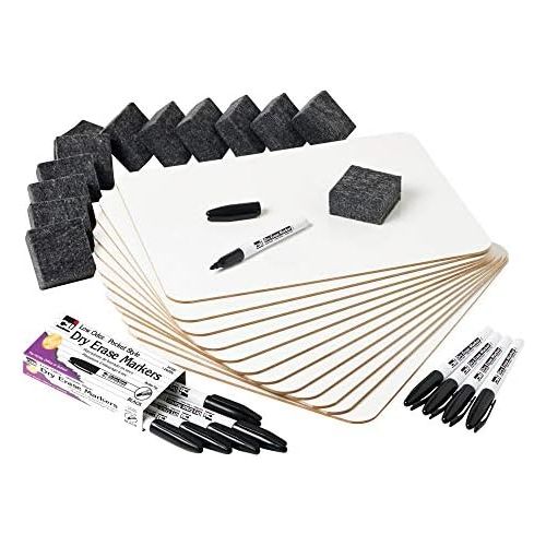  [아마존베스트]Charles Leonard Dry Erase Lapboard Class Pack, Includes 12 Each of Whiteboards, 2 Inch Felt Erasers and Black Dry Erase Markers (35036)