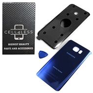 SAMSUNG CELL4LESS Replacement Rear Back Glass Back Cover Galaxy Note 5 w/Removal Tool & Pre-Installed Adhesive - Fits N920 Models Any Carrier - 2 Logo (Sapphire Blue)