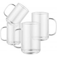 [아마존베스트]Enindel 3025.01 Simple Style Glass Coffee Mug, Large Cup, Clear, 16 OZ, Set of 4