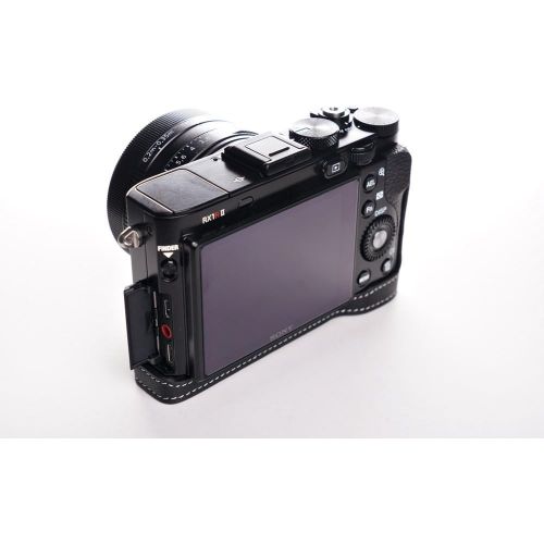  TP Original Handmade Genuine Real Leather Half Camera Case Bag Cover for Sony RX1R II Mark II M2 Black Bottom Opening Version