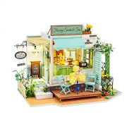 Hands Craft DIY Miniature Dollhouse Kit Flowery Sweets & Teas to Build for Adults and Teens. Beautiful Tea House, Cabinet, Furniture, Table, LED Lights, Complete Crafting Kit (DG14