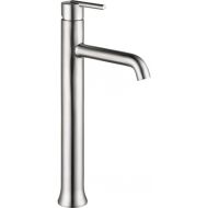 Delta Faucet Trinsic Vessel Sink Faucet, Single Hole Bathroom Faucet, Single Handle Bathroom Sink Faucet Brushed Nickel, Waterfall Faucet, Diamond Seal Technology, Stainless 759-SS-DST