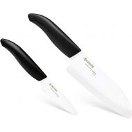 Kyocera Revolution Kitchen Ceramic Knife Set, 5.5 INCH, 3 INCH, black/white