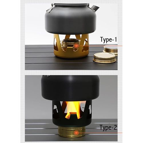  DZRZVD Mini Alcohol Backpacking Stove, Lightweight Brass Spirit Burner with Aluminium Stand for Camping Hiking and Picnic