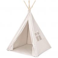 Anchor Kids Cotton Canvas Cabin Teepee Playhouse Sleeping Dome Play Tent with Carrying Bag, Mesh Window (Color : A)
