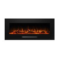 Masarflame Jenrick 50 Wall Mounted Electric Fireplace,Backlight,Log Set & Crystal,1500W Heater,Black