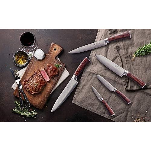  [아마존베스트]Wakoli EDIB Damascus Knife Office Knife Vegetable Knife 8.50 cm Blade Extremely Sharp 67 Layers I Damask Kitchen Knife and Professional Chefs Knife Made of Real Japanese Damascus S
