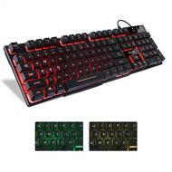 mafiti RK100 3 Color LED Backlit Gaming Keyboard USB Wired Multimedia Mechanical Feel Keyboard for Primer Gaming Office