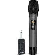 Bietrun Wireless Microphone Only for Mic Input, UHF Metal Dynamic Handheld Multipurpose Mic with Rechargeable Receiver (Work 4hs), 160ft Range, for Karaoke Machine, Amplifier Speaker, Mixer, Church