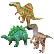 Jet Creations Dinosaur Inflatable Raptor Stegosaurus Spinosaurus Pack of 3 Di-SSR, Multicolor