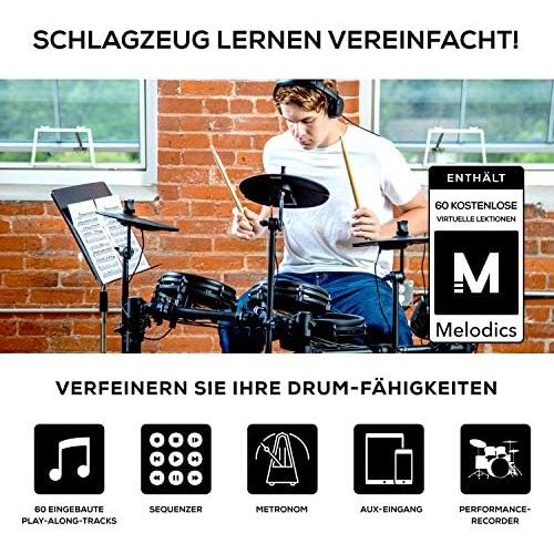  [아마존베스트]Alesis Nitro Mesh Kit - E drums Electronic, eight parts, made of aluminum, with drumsticks, 385 integrated sounds and 60 play-along tracks