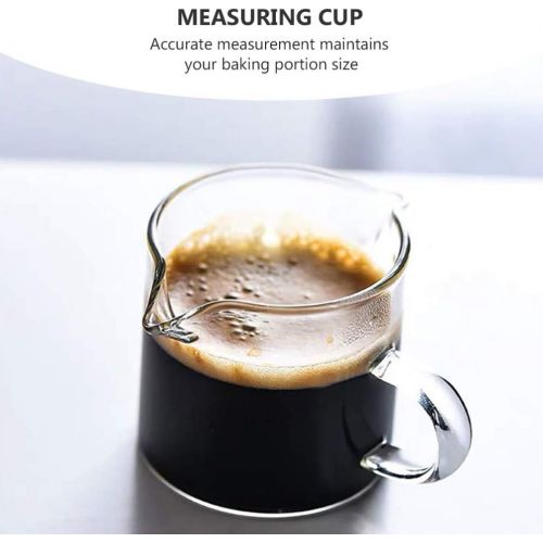  Cabilock 2pcs Coffee Shot Glass Cup Double Spouts Temperature Resistant Glass Espresso Measuring Jug Milk Frothing Pitcher for Home 70ml
