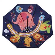 ZZSIccc Parasol Tri-Fold Sun Protection Automatic Double-Layer Umbrella Printing Umbrella A Dark Blue