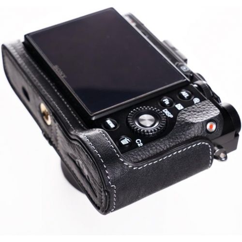  TP Original Handmade Genuine Real Leather Half Camera Case Bag Cover for Sony RX1R II Mark II M2 Black Bottom Opening Version