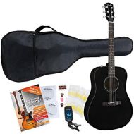 [아마존베스트]Fender CD 60BK Western Guitar Black with Bag, Clip-On Tuner, Guitar Instruction with CD and DVD, Strings, Picks,