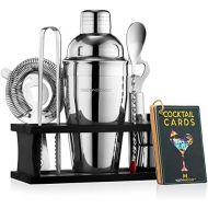 [아마존베스트]Modern Mixology Mixology Bartender Kit with Stand | Bar Set Cocktail Shaker Set for Drink Mixing - Bar Tools: Martini Shaker, Jigger, Strainer, Bar Mixer Spoon, Tongs, Opener | Best Bartender Kit