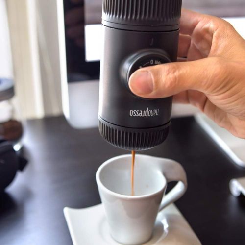  Wacaco Nanopresso Portable Espresso Maker, Upgrade Version of Minipresso, 18 Bar Pressure Hand Coffee Maker, Travel Gadgets, Manually Operated, Compatible with Ground Coffee, Perfe