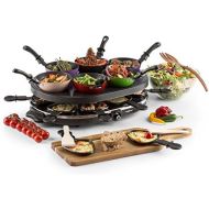 oneConcept Woklette Raclette Barbecue Table Grill Party Grill Power 1200 Watt Freely Adjustable Temperature Includes 8 Frying Pans and Wooden Spatula Non Stick Coating Black