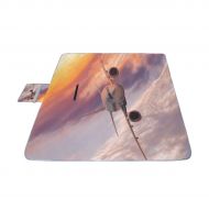 GIRLOS Airplane Flying in The Sunset Picnic Mat 57（144cm） x59（150cm） Picnic Blanket Beach Mat with Waterproof for Kids Picnic Beaches and Outdoor Folded Bag