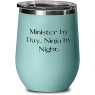 Proud Gifts Gag Minister, Minister by Day. Ninja by Night, Birthday Wine Glass For Minister