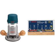 BOSCH 1617EVS 2.25 HP Electronic Fixed-Base Router with Bosch RBS006 1/4-Inch Shank Carbide-Tipped Multi-Purpose Router Bit Set, 6-Piece