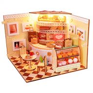Roroom DIY Miniature and Furniture Dollhouse Kit,Mini 3D Wooden Doll House Craft Model Scenes Style with Dust Proof Cover and LED,Creative Room Idea for Valentines Day Birthday Gif