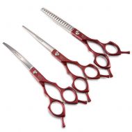 Fenice 6.5/7.0 Pet Scissors for Dogs Professional Grooming Scissors Kit Thinning+Curved+Cutting Set