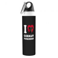 Tree-Free Greetings VB49054 I Heart German Pinschers Artful Traveler Stainless Water Bottle, 18-Ounce, Black and Tan