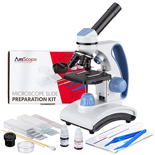 [아마존베스트]AmScope 40X-1000X Student Compound Monocular Microscope with Coarse-Focus + Slide Preparation Kit