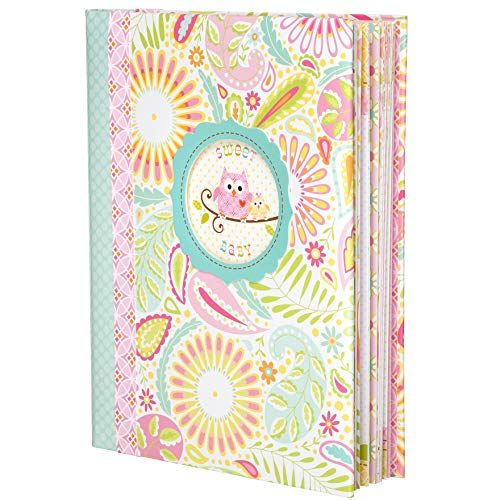  C.R. Gibson Sweet Baby Pink Owl First Five Years Girl Memory Baby Book, 64pgs, 10 W x 11.75 H