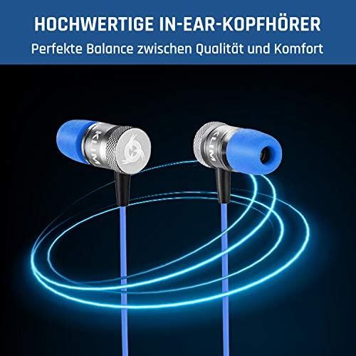  [아마존베스트]KLIM Fusion Headphones in Ears with Microphone, Durable, Innovative: In-Ear Headphones with Memory Foam 3.5 mm Jack, Sport Gaming In-ear blue