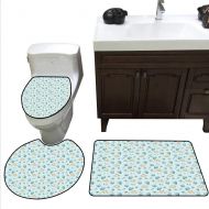 Anyangeight Baby Bathroom Rug Set Infant Head with Balloons Pacifiers and Milk Bottles Newborn Inspired bathmat Toilet mat Set Baby Blue Turquoise Tan