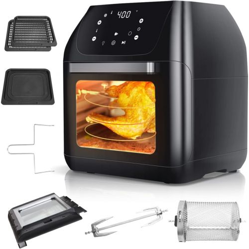  13 QT Air Fryer Oven, Aigostar 10 in 1 Air Fryer with Rotisserie, Dehydrate, Toaster, Convection Oven, 1500W Large Air Fryer Toaster Oven, Dishwasher Safe and ETL Certified with Ac