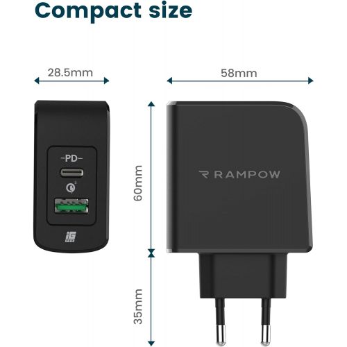  [아마존베스트]RAMPOW USB C and USB Charger 36 W