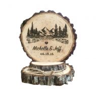 PotteLove Rustic Mr. & Mrs. Wedding Cake Topper Rustic Country Wedding Decor Personalized Name and Date...