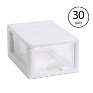 MRT SUPPLY Stackable Small Drawer White Frame & See-Through (30 Pack) with Ebook