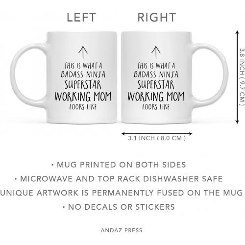  Andaz Press Funny 11oz. Ceramic Coffee Tea Mug Gift, This is What a Badass Ninja Superstar Working Mom Looks Like, 1-Pack