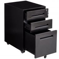 Stark Item Rolling A4 File Cabinet Sliding Drawer Metal Office Organizer Storage Black