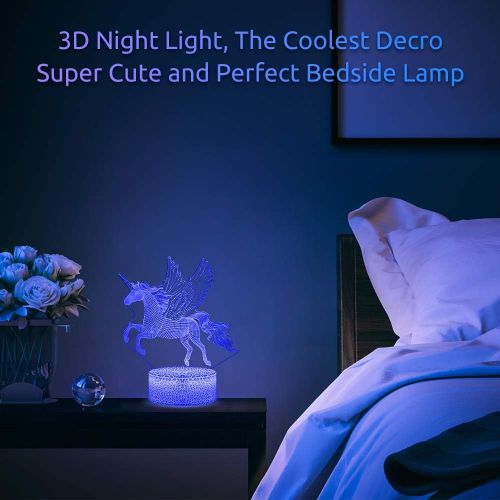  [아마존베스트]PASTACO Unicorns Gifts for Girls, Unicorn Night Lights for Girls Room, 16 Colors Changing & Dimmable LED Bedside Lamp for Girls Bedroom with Remote/Touch Unicorn Toys for Kids Birt