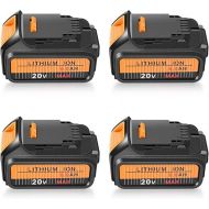 4Pack 20V 6.0Ah Replacement for Dewalt 20V Battery Cordless Power Tool Battery DCB200 Compatible with Dewalt DCD DCF DCG Tools Series