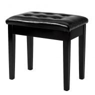 Bonnlo Wooden Piano Bench Keyboard Seat Stool with Music Storage and Padded Cushion - Black