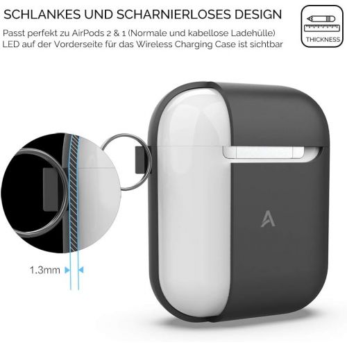 [아마존베스트]AhaStyle AirPods Silicone AirPods Case [Front LED Visible] Compatible with Apple AirPods 2 & 1, Black